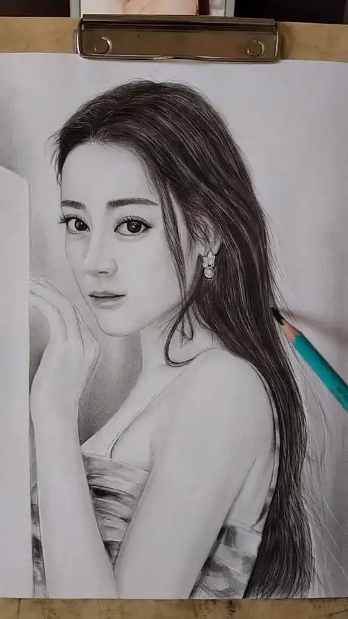 手绘明星肖像画【迪丽热巴】