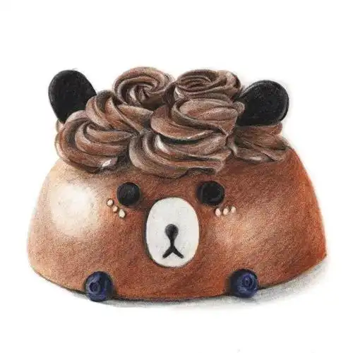 手绘甜点小熊蛋糕