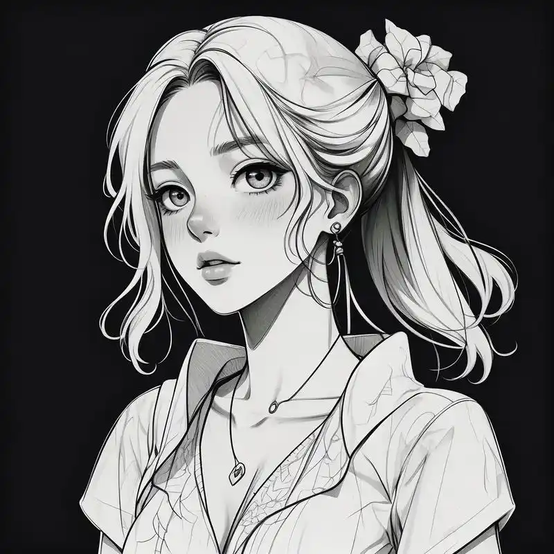 女生黑白素描头像,高级感拉满93