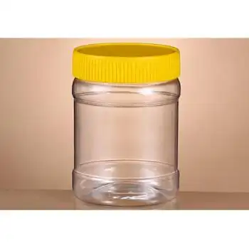 克辣酱瓶透明密封塑料罐食品罐头瓶包装盒广口圆形储物零食罐 500ml圆