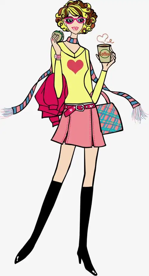 矢量手绘时尚女郎