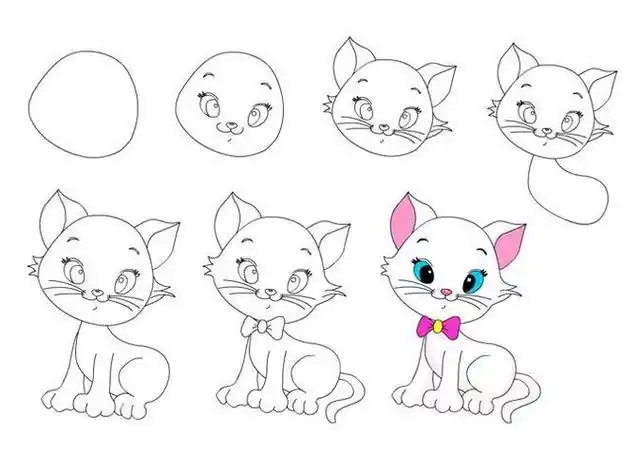 猫咪可爱卡通宠物简笔画