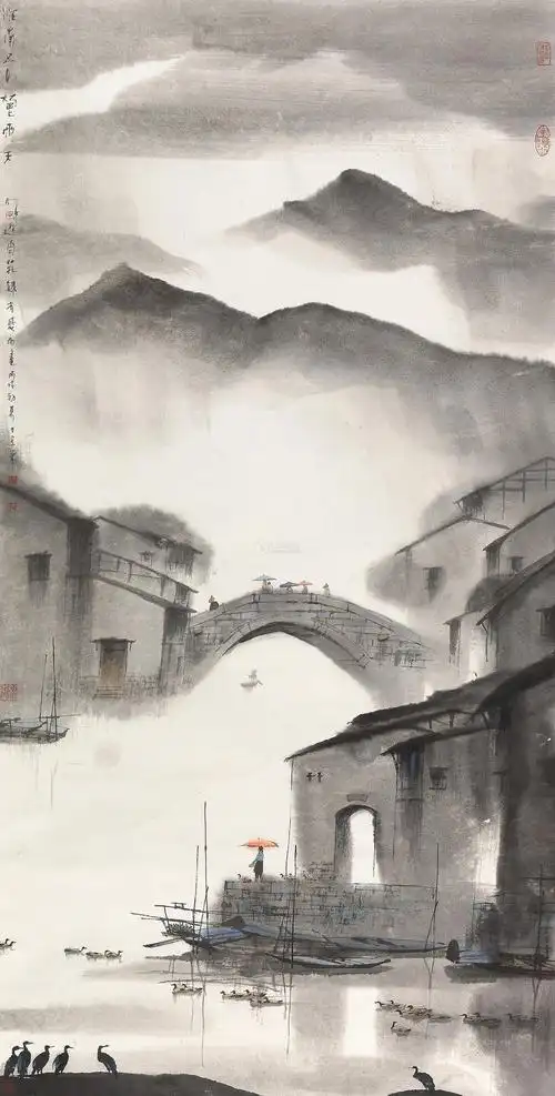 江南五月烟雨天 镜心 设色纸本】拍卖品_图片_价格_鉴赏_绘画_雅昌