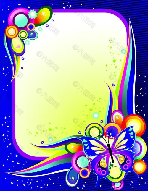 炫彩花纹边框几何背景