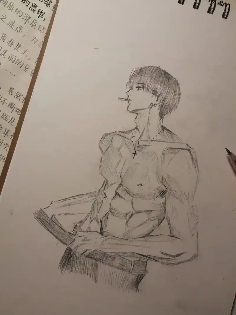 好好好,都喜欢腹肌男是吧,我整#手绘 #临摹 #速写人物 - 抖音