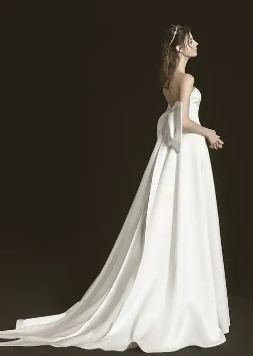 白色抹胸婚纱礼服西式婚礼气质新娘森系超仙梦幻赫本奢华网红拖尾