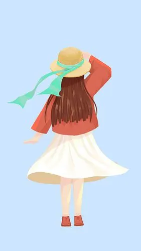 原创可爱卡通含奶嘴坐着小女孩