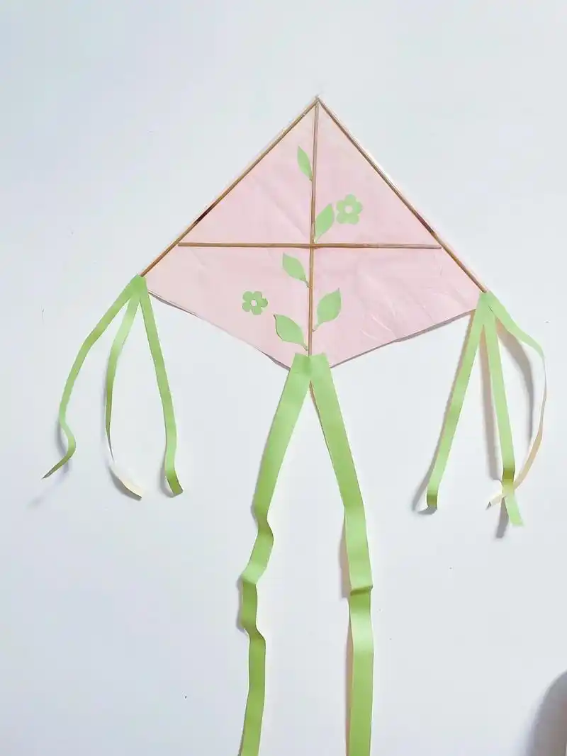 手工风筝 烧烤的竹签 加鲜花的包装纸 粘吧粘吧 就变成能上天的风筝了