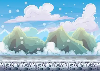 雪层卡通矢量雪风景背景分离层为游戏和动画游戏照片