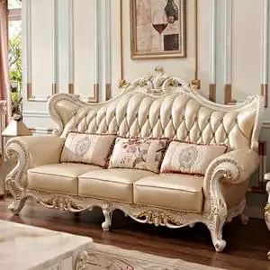 欧式真皮沙发金色图片