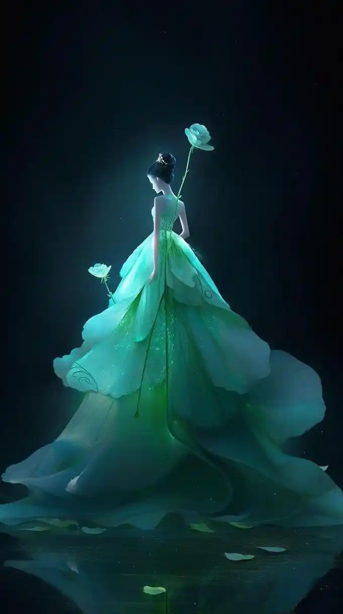 一如那信手拈来的高贵优雅,绽放在绿色梦幻的玫瑰花瓣里,浪漫唯美