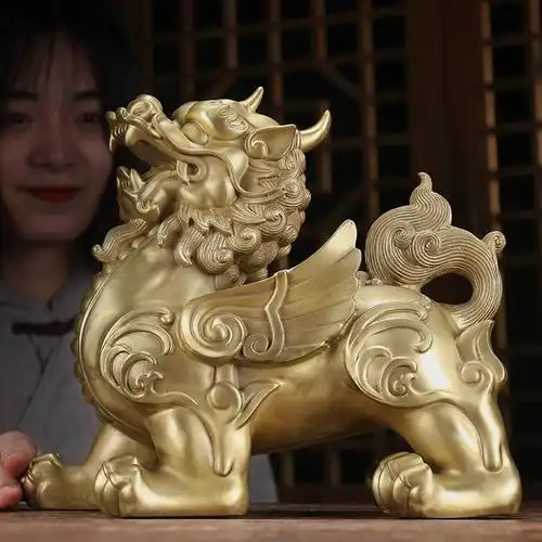 开光貔貅摆件纯铜一对镇宅辟家用招财聚财客厅摆件