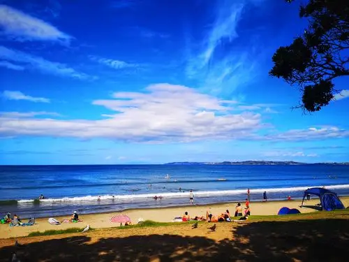 新西兰owera海滩海景沙滩聚会欢声笑语其乐融融