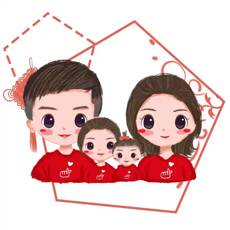 新年头像,一家两口,三口,四口手绘图片设计,喜欢吗?