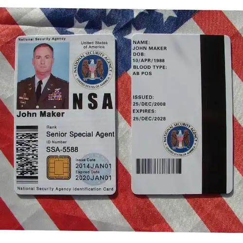 美国国家安全局nsa芯片卡national security agency军迷身份id卡