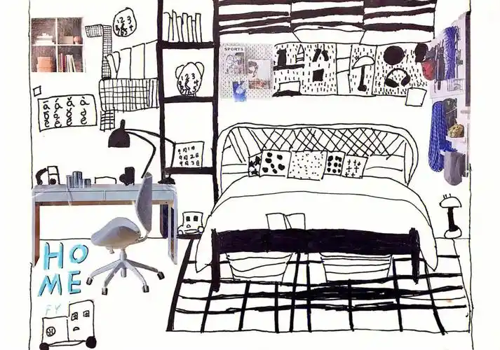 创意线描我的家