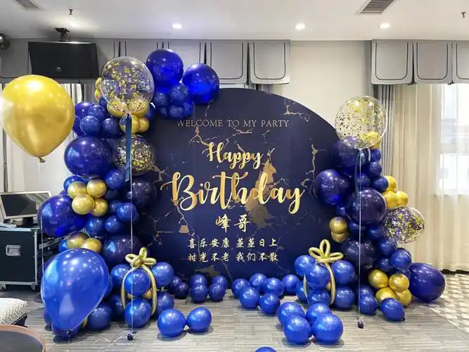 生日布置蓝色男士生日宴布置