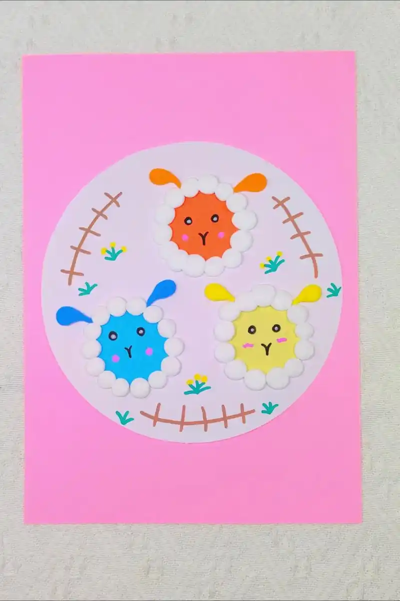 小羊.用圆来制作可爱的小羊创意手工画,适合3—6岁小朋友,空 - 抖音