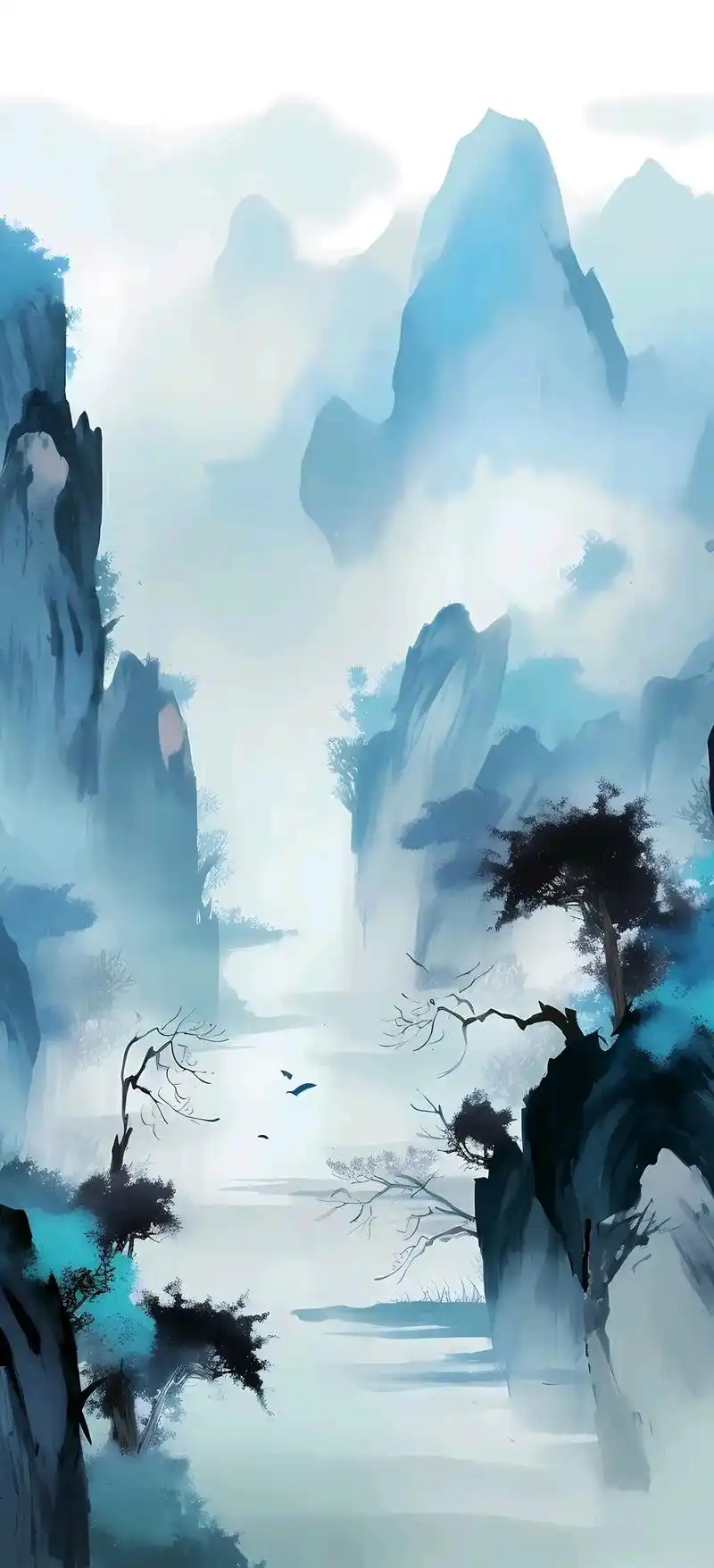 手机壁纸 高清壁纸 国风水墨山水画