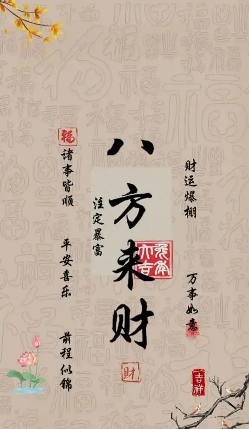 转赞迎接招财转运暴富文字壁纸