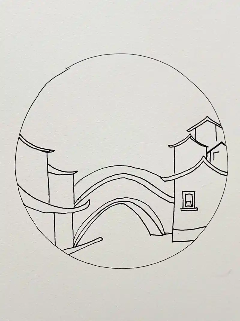 针管笔手绘19|江南水乡 小桥流水 美不胜收 有一个超简单的小画儿