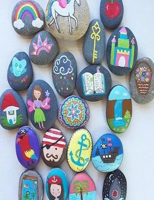 创意手绘色彩缤纷的鹅卵石