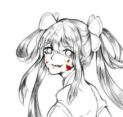 黑暗动漫女孩简笔画