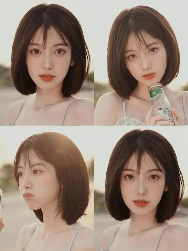 细腻的低层次减龄发型9315a可甜的锁骨短发93 ||||||| 剪一次