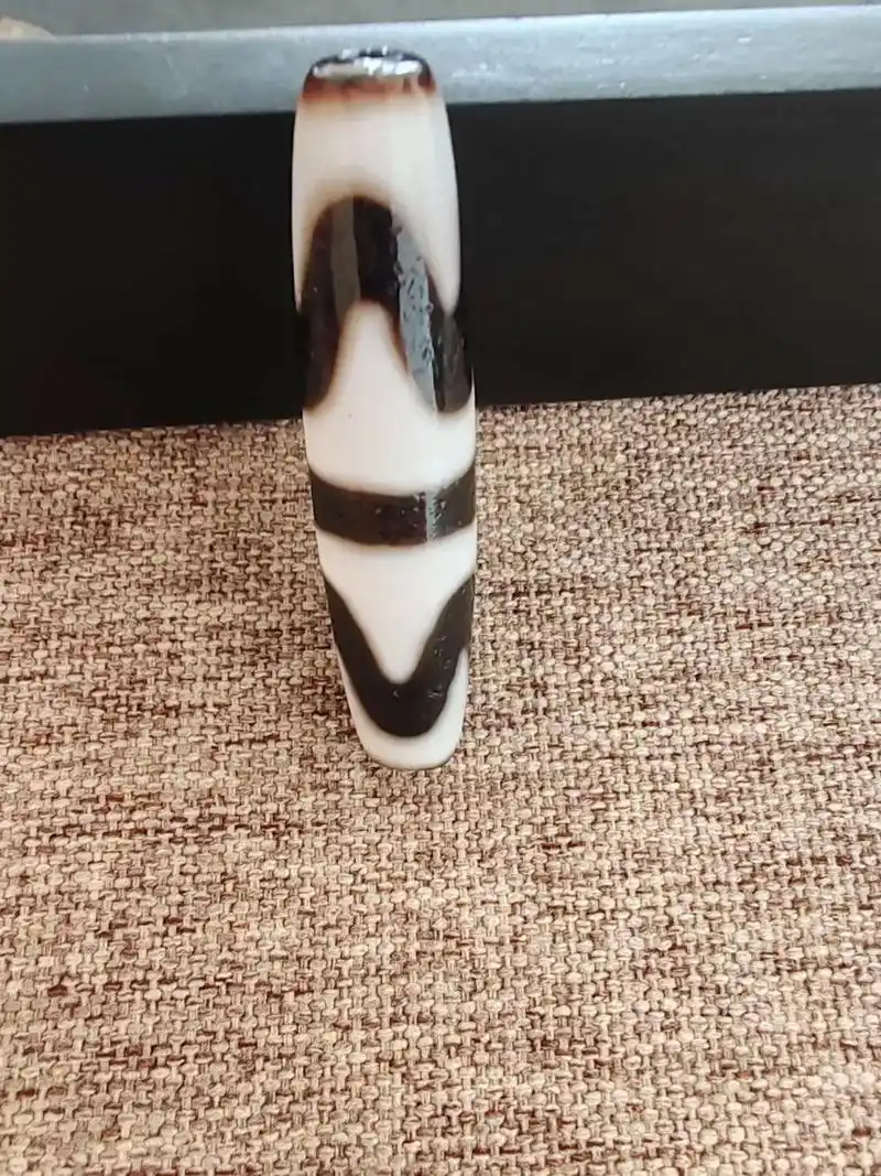 双虎牙天珠黑白分明,皮壳细腻,值得一观#越盘越上头的奇怪玩 - 抖音