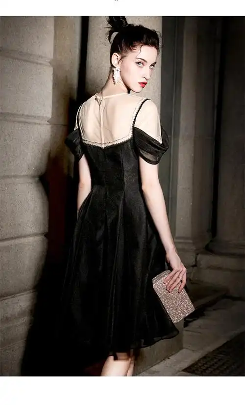 礼服裙女黑色显瘦公主裙宴会约会名媛气质连衣裙平时可穿