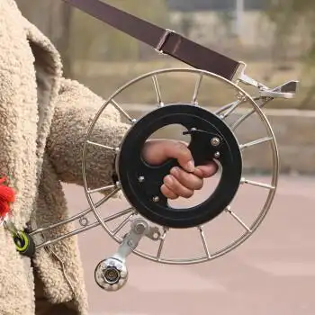 胜利风筝线轮大人专用带刹车防倒转大轴承不锈钢手握轮盘 φ28cm胜利