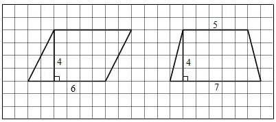 请在方格中先画一个平行四边形,再画一个和它面积相等的梯