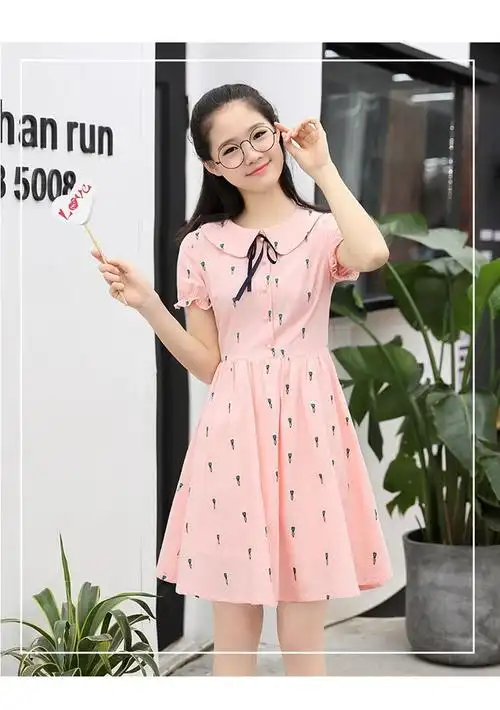 中大童女装女童裙子夏装2021新款12女孩13儿童15岁夏季连衣裙洋气