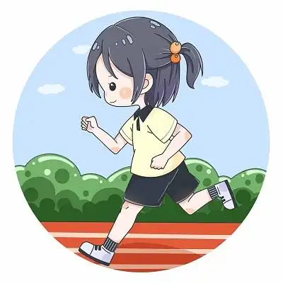 卡通操场运动跑步女孩插画素材png