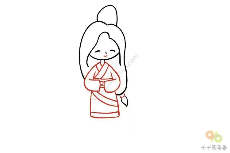 宫女简笔画过程分解图