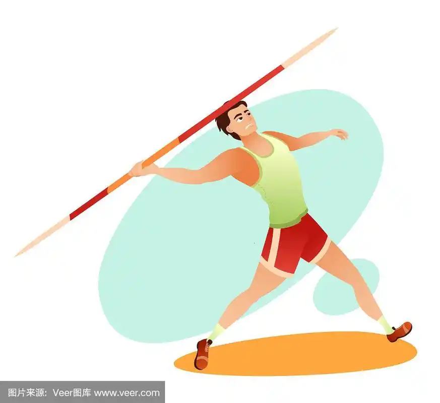 卡通中强壮肌肉的掷标枪运动员