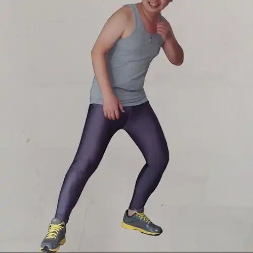 高弹男士运动健美裤 多色男性感紧身裤光滑