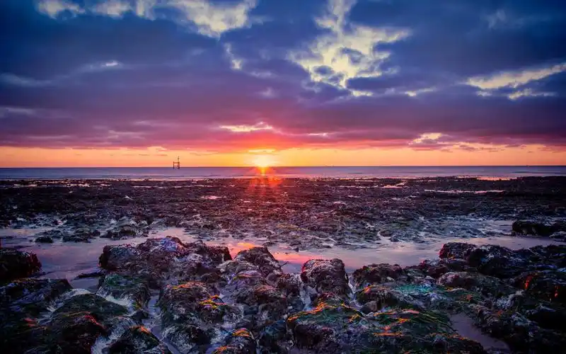 壁纸海,海岸,日落,地平线,天空,暮光之城高清:宽屏:高清晰度:全屏