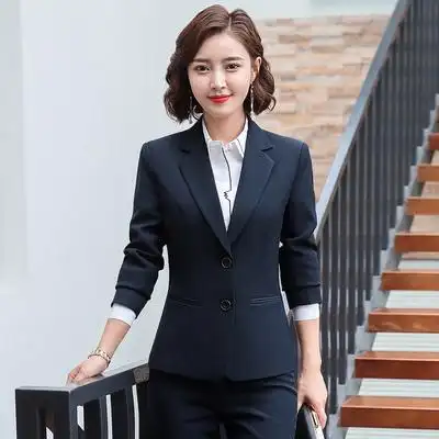 职业女装套装银行办公室气质工作服黑色西服外套春秋正装西装