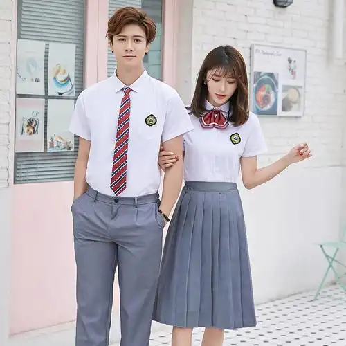 初高中大学生校服夏季短袖衬衣套装英伦学院风男女班服情侣jk制服