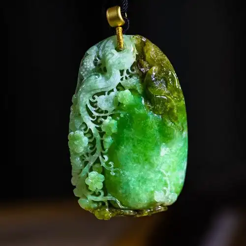 天然翡翠挂件吊坠花鸟俏雕冰种jxx3695颈饰