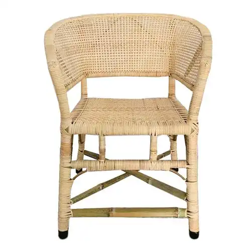 藤椅单人老人田园竹椅植物藤椅子靠背电脑椅家用复古老式结构编织