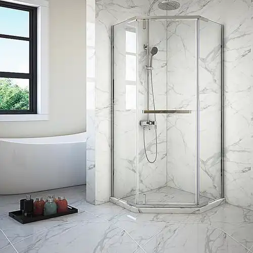 极简边框钻石型淋浴房沐浴玻璃门隔断卫生间浴室干湿整体淋浴房