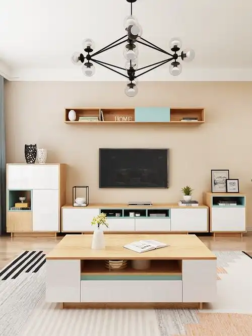 客厅森亚北欧电视柜茶几组合现代简约小户户型吊柜电视柜