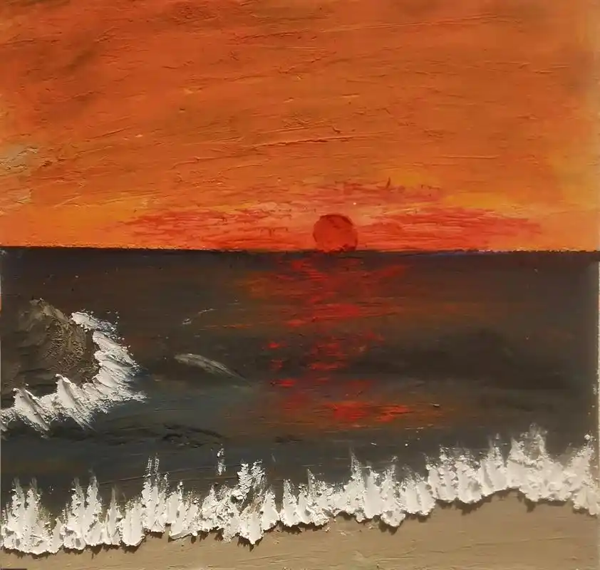 油画棒海浪风景画 找不到答案的时候,就去看一下海,听一听海 - 抖音