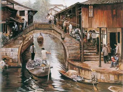 【1988年作 水乡集市】拍卖品_图片_价格_鉴赏_油画_雅昌艺术品拍卖网