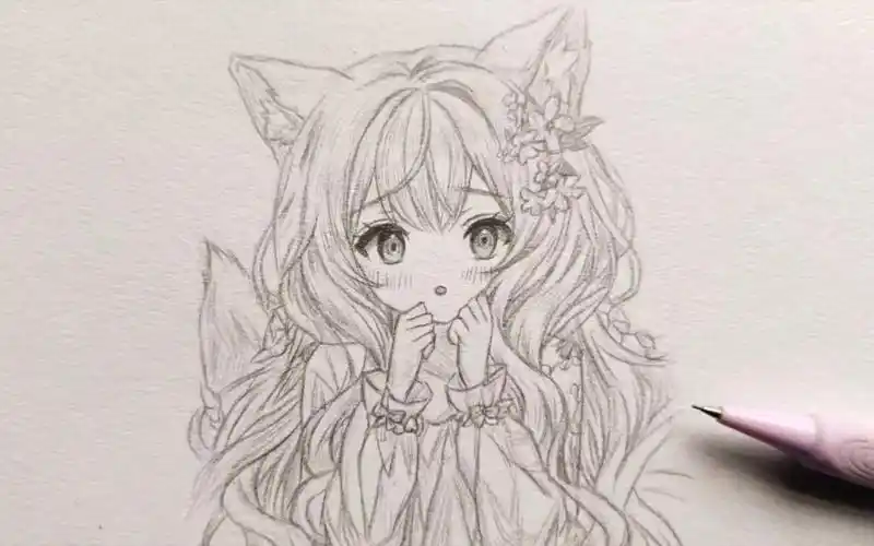 动漫女孩正面的画法,这样画太简单了一看就会!快来和我一起画