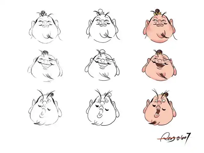 哪吒动画形象临摹练习