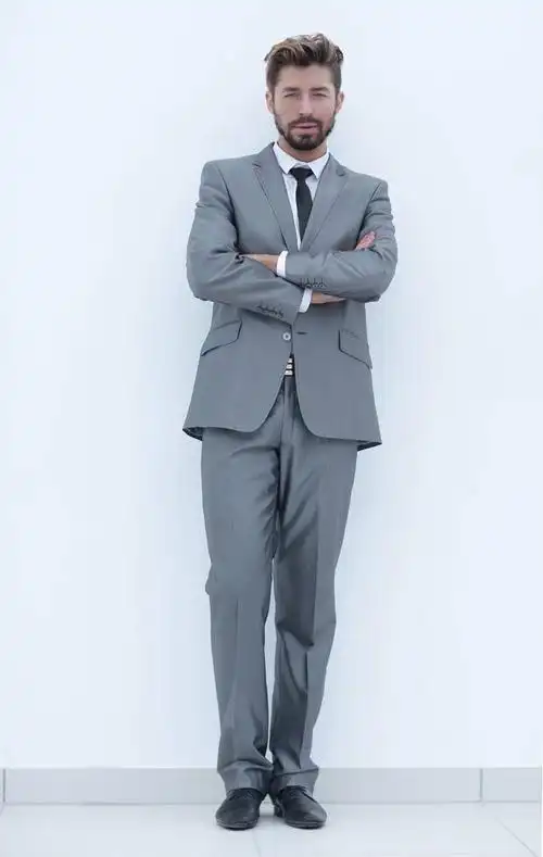 商务人士,全身,微笑,商务,男人,双臂交叉,隔绝,白色背景