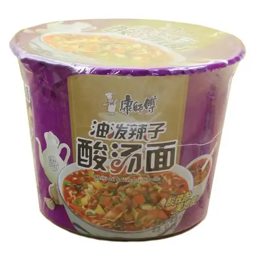 清真食品 康师傅油泼辣子酸汤面方便面 桶装泡面速食整箱12桶包邮